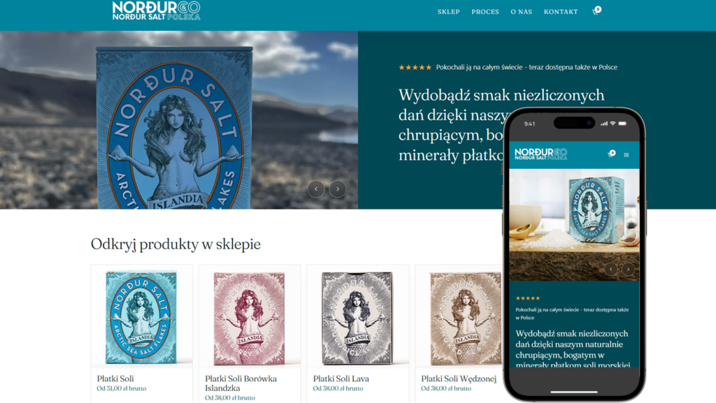 Nordur Salt - strona premium i sklep internetowy